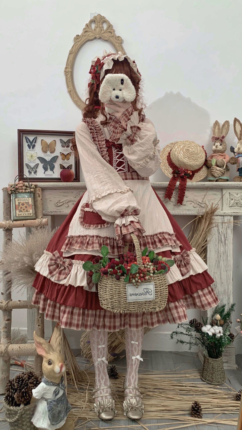 洛丽塔裙子浆果少女op复古小红帽斗篷长袖日系洋装lolita连衣裙仙酒