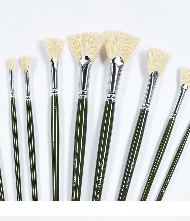 【官方授权】老人头(lotory)猪鬃毛扇形笔水粉油画水彩画笔套装初学者