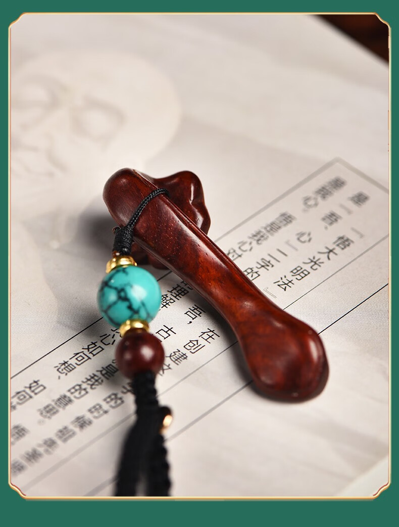 闽木匠印度小叶紫檀手把件人生如意摆件檀木红木质包挂件挂饰如意摆件