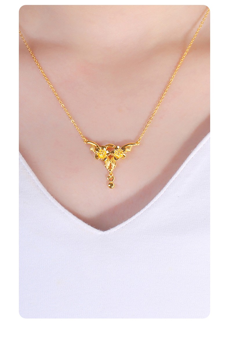 中国黄金黄金项链女花型蝶恋花足金婚嫁套链婚庆黄金吊坠项链877克