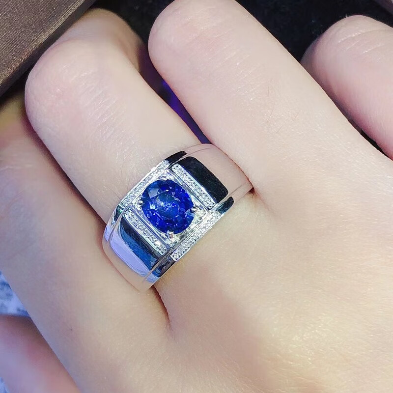 pearlboat蓝宝石珠宝首饰男士戒指男戒18k金镶钻彩宝总重553克主石148