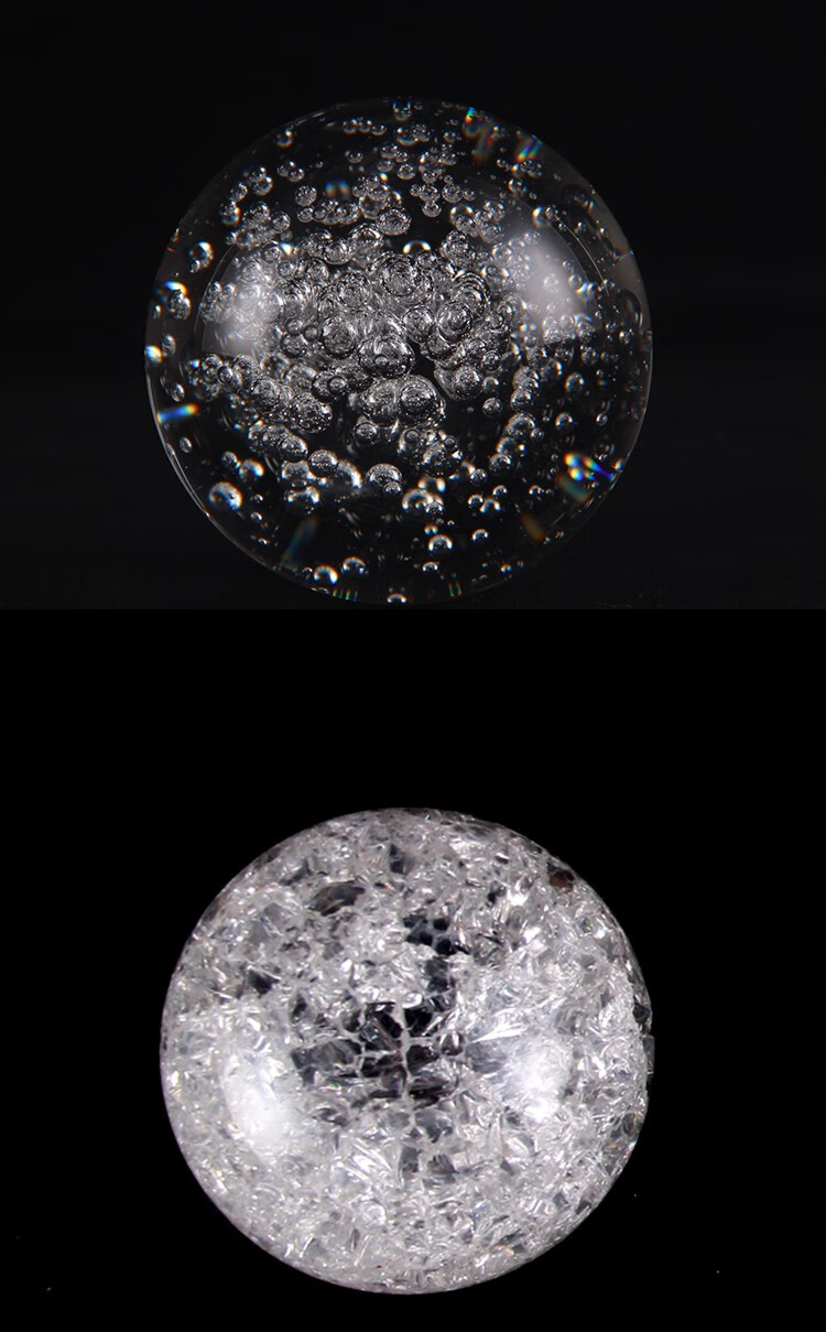 冰裂球水晶球玻璃汽泡球假山流水喷泉摆件装饰配件 5cm【冰裂】【图片