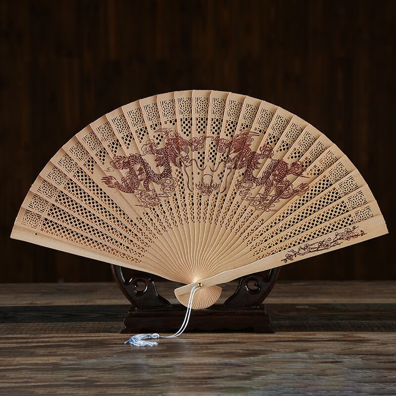 润华年 扇子古风折叠檀香木扇中国风手工木扇檀香扇折扇镂空古典女扇