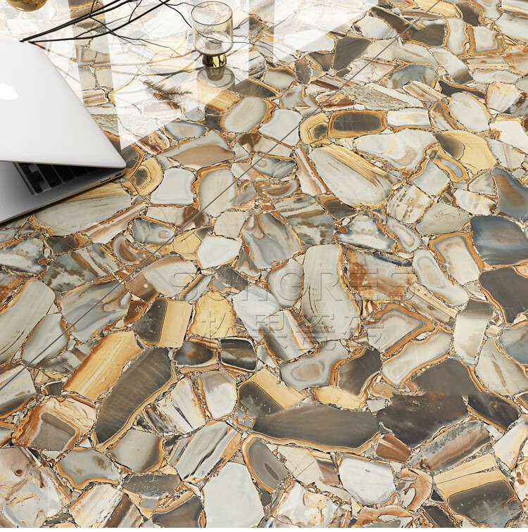 松果瓷砖黄色玛瑙奢石大板客厅大理石瓷砖厨卫墙地砖背景墙7501500m