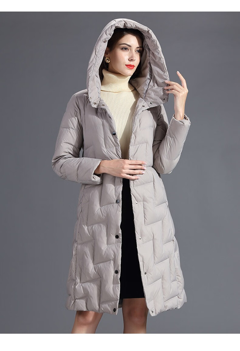 恒源祥羽绒服女中长款韩版修身保暖外套新款过膝长款冬装hhhd578 3号