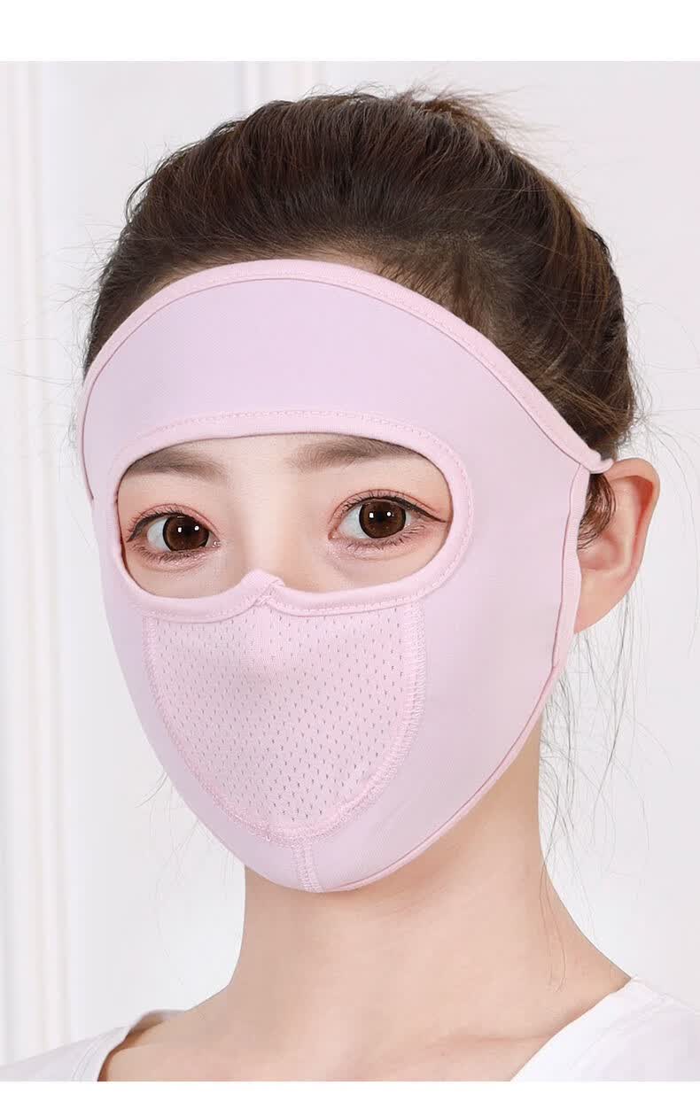 夏季防晒口罩全脸男女户外骑行超薄透气防尘护脸冰丝面罩防晒面罩2个