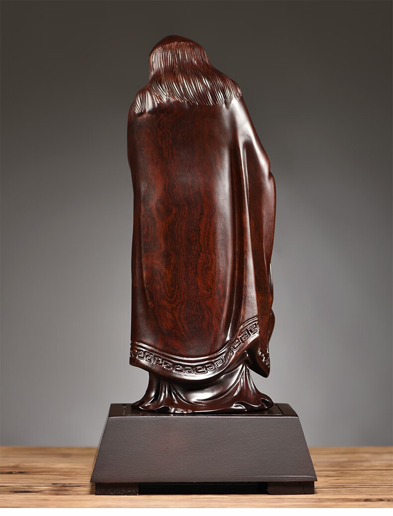 艺永轩实木黑檀木雕老子雕像摆件家居客厅玄关董事长总经理办公室桌面
