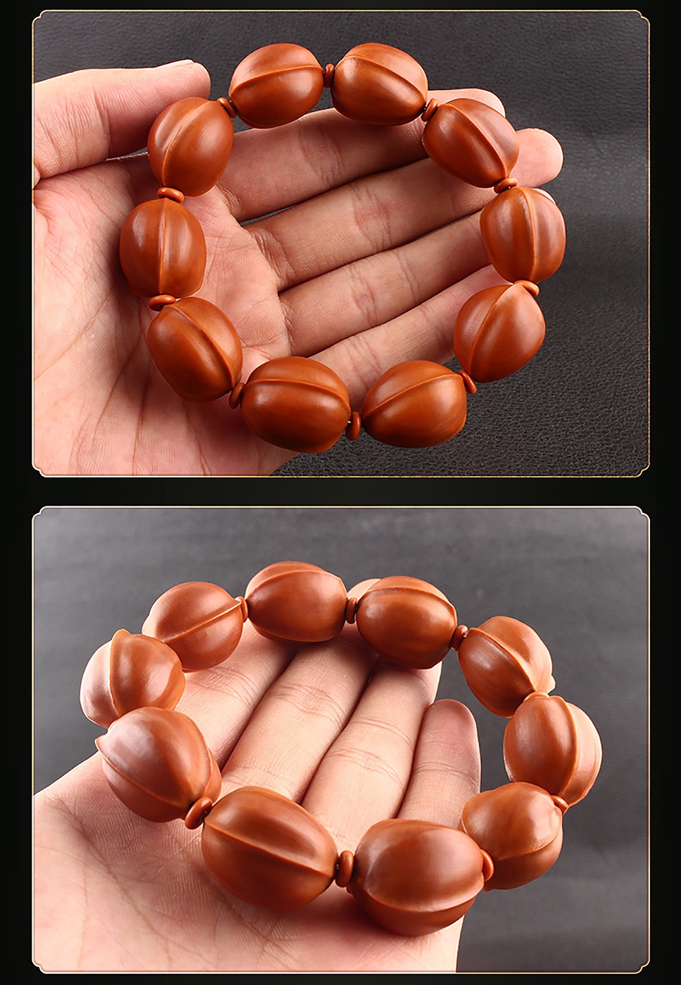 daiao黛澳 橄榄核手串鲨鱼背手串橄榄胡核雕佛珠手链素核铁核手工男女