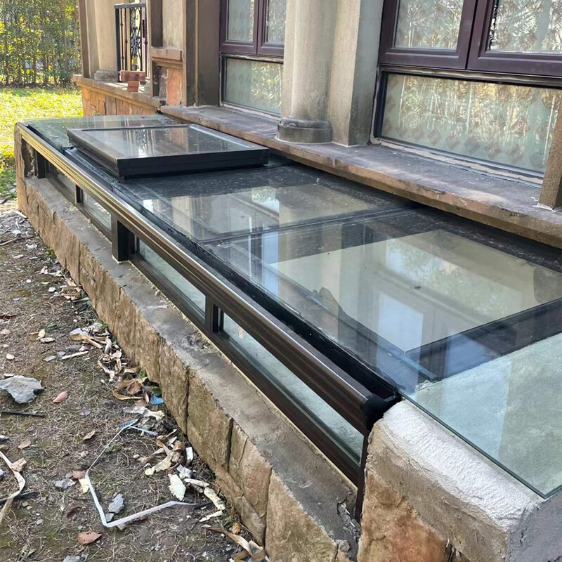 京诚恒达别墅下沉院阳光房电动天窗定制地下室采光井钢结构铝合金玻璃