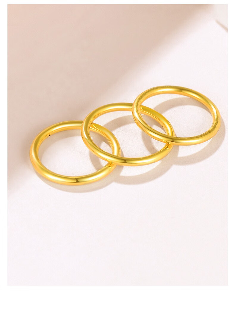 精选黄金詹米优品999足黄金戒指三生三世素圈戒指足金女细戒3d硬金