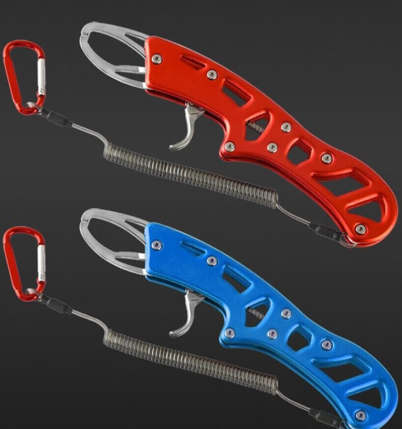 路亚钳控鱼器多功能不锈钢便携夹鱼器控鱼钳防滑拿鱼钳抓鱼器红色带失