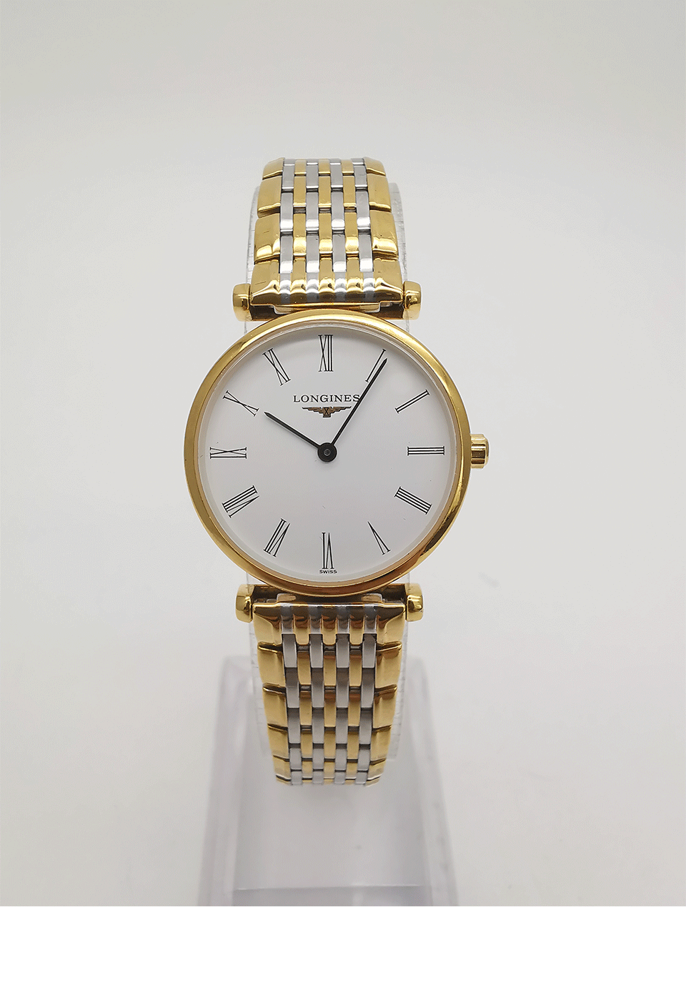 浪琴优雅嘉岚系列女士石英腕表 玫瑰金盘白盘钻刻贝母盘皮带钢带 l4.