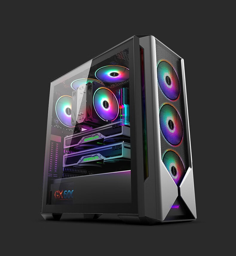 航嘉机箱gx680h游戏白机箱电脑台式机箱侧板玻璃360水冷风冷gx680h黑