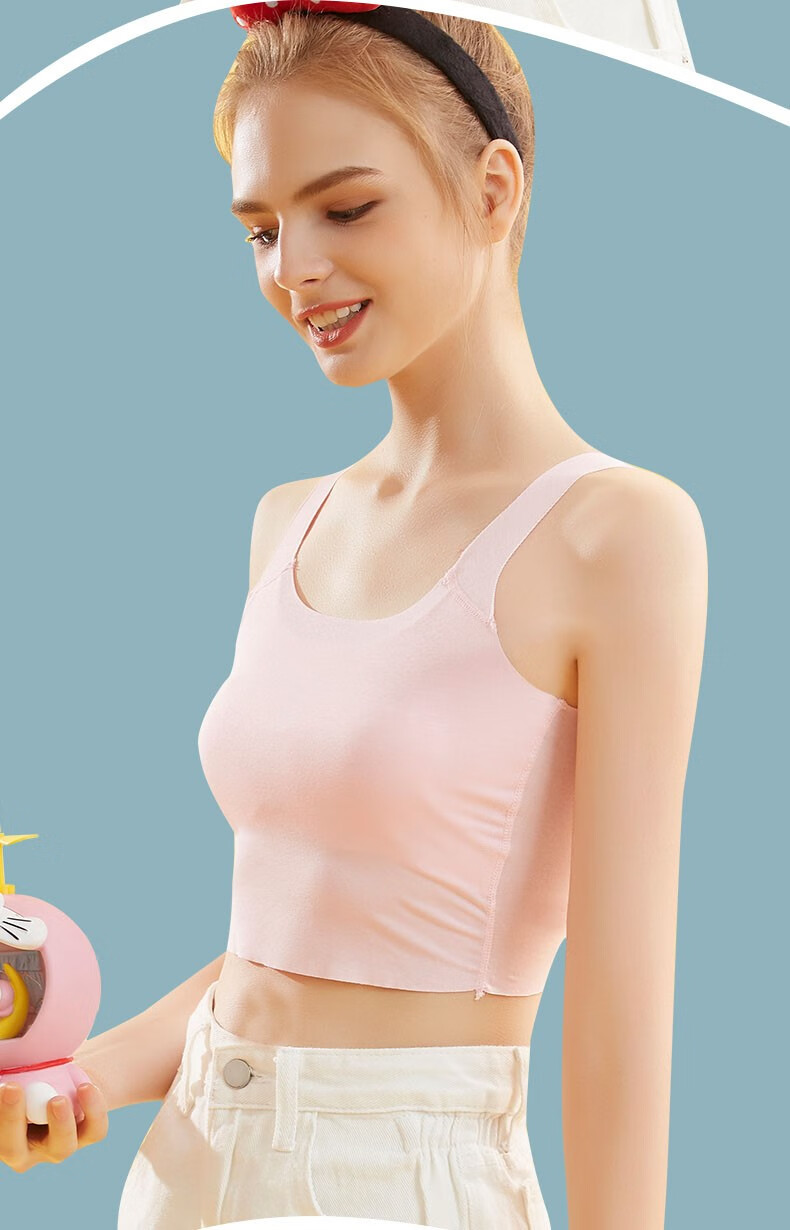 装】发育期少女内衣夏季薄款防凸点女童小吊带背心初中小学生运动文胸