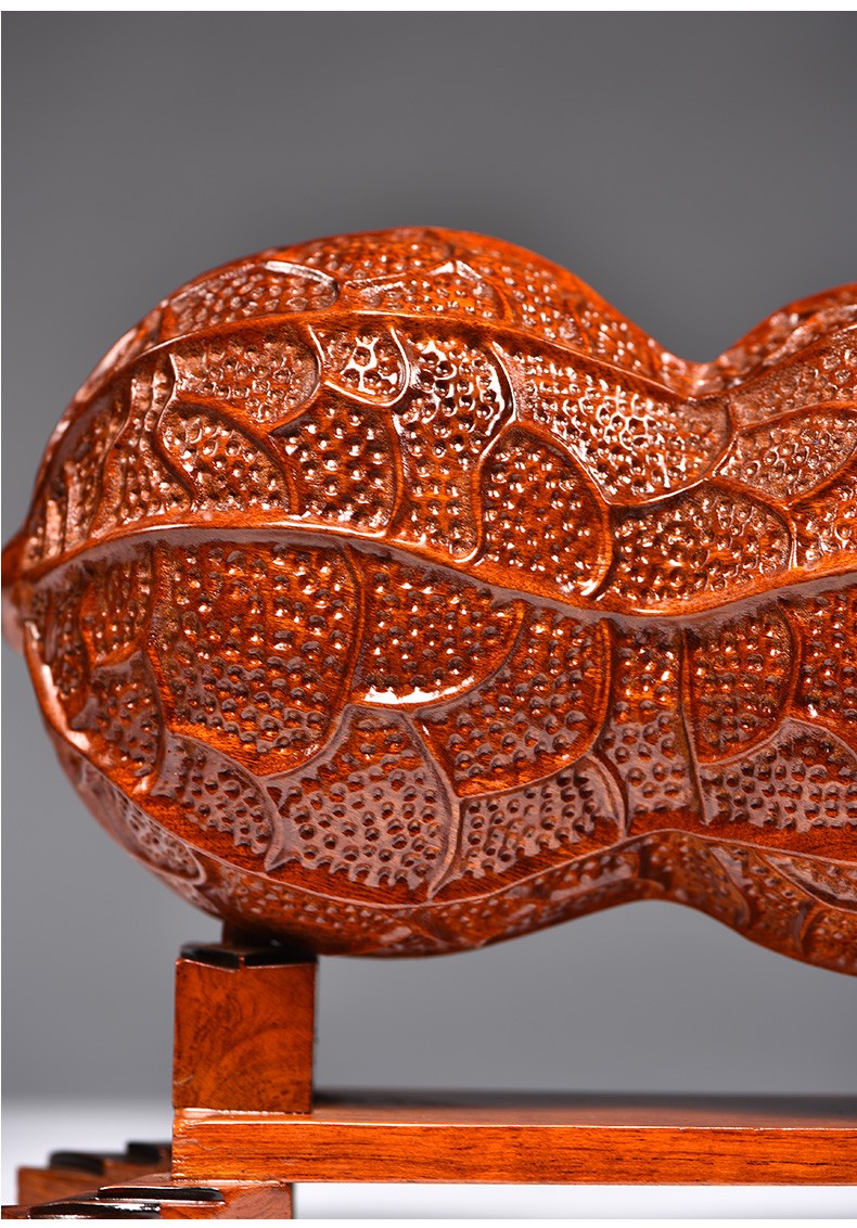 浣彩花梨木雕刻生意兴隆摆件实木花生中式客厅摆设红木开业送礼工艺品