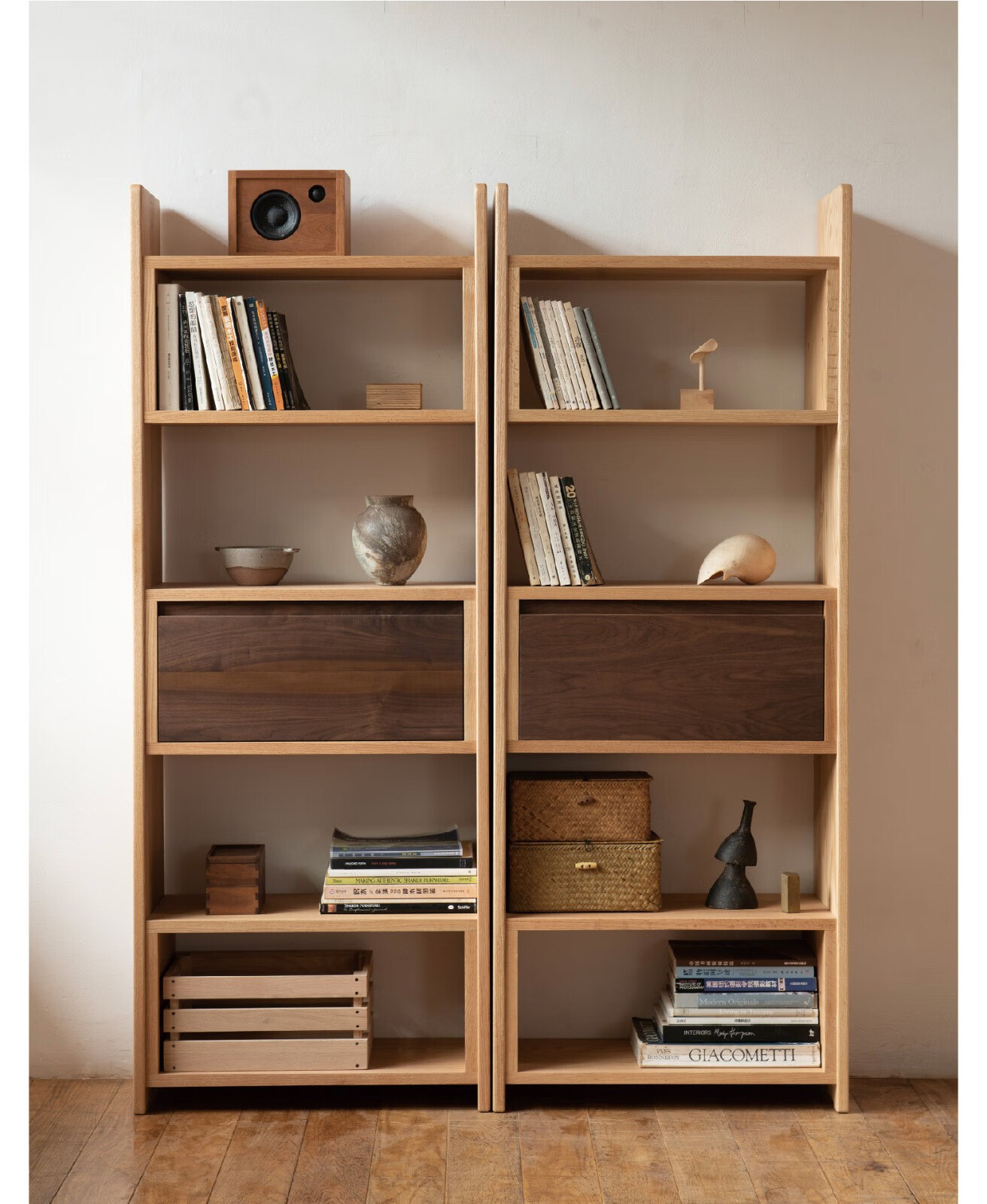 mumo木墨 多层架 实木置物架卧室书落地客厅木头架子红橡木 黑胡桃