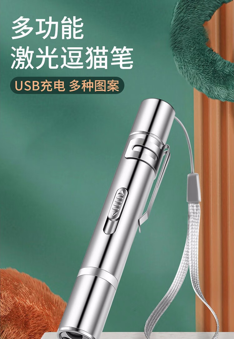 猫咪玩具逗猫棒激光笔ubs充电自嗨激光笔解闷宠物用品电池款无图案红
