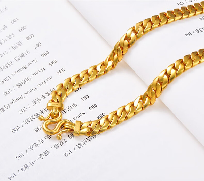 金饰旺珠宝 黄金项链古巴链男士霸气马鞭链素链足金999实心金项链 按