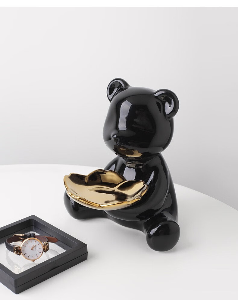 轻奢电镀暴力熊摆件陶瓷创意玄关钥匙收纳装饰家居乔迁礼品生日礼物送