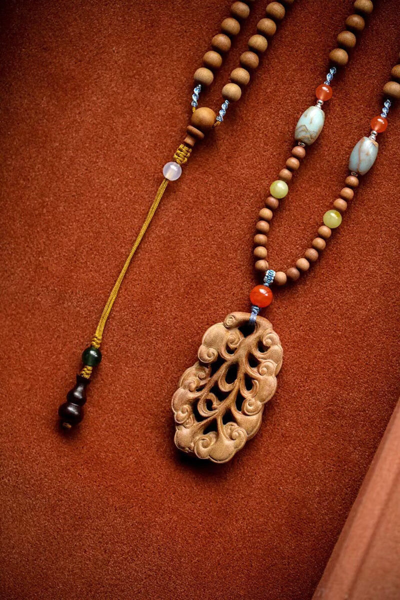 光音老山檀香项链木质挂链男士女士脖链男女款项坠文玩木饰品印度红肉