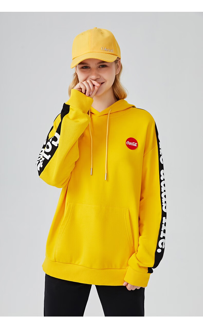 可口可乐(coca-cola) 官方连帽套头卫衣logo印花潮宽松百搭帽衫情侣
