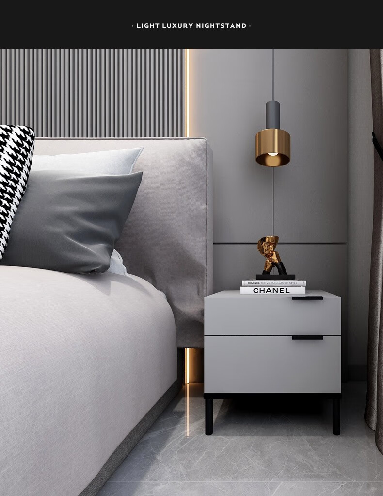 超凡大师床头柜卧室收纳储物柜意式轻奢床头桌带抽屉北欧多用床头边柜