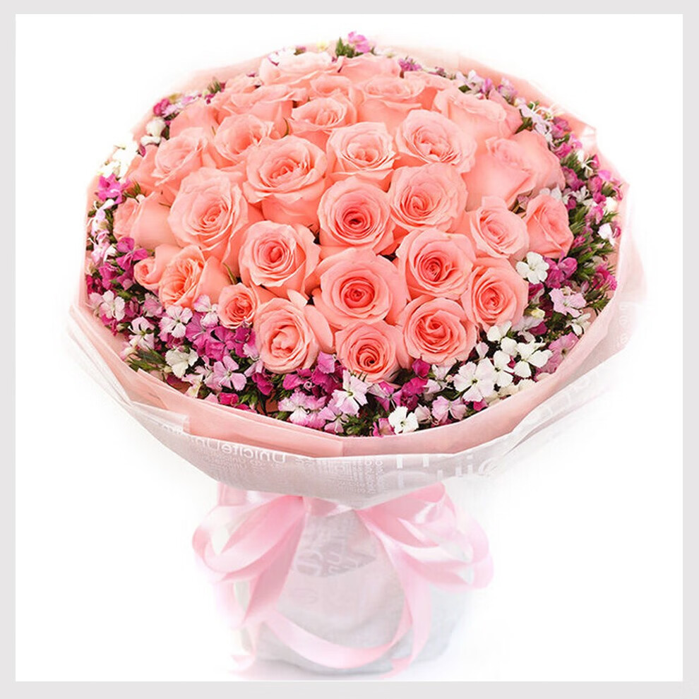 冉子花坊 鲜花速递33朵红玫瑰香槟玫瑰花束求婚表白送女友生日礼物