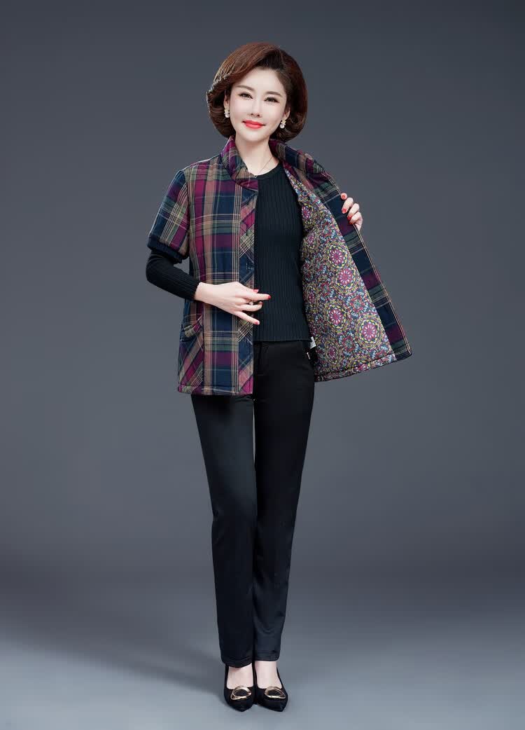 卞风(bianfeng) 中老年马甲女夹棉加厚秋冬季妈妈装纯棉坎肩背心大码