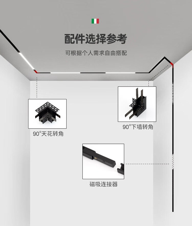 全新广发磁吸轨道灯无主灯照明客厅嵌入式led射灯无边框线条磁轨灯吸