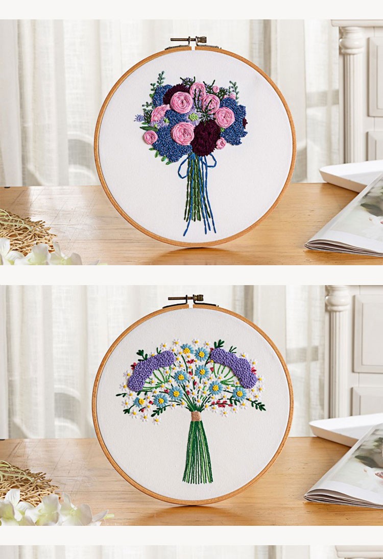 潘兰德 手工刺绣diy材料包法式立体绣手花向日葵绣品初学者自绣手作画