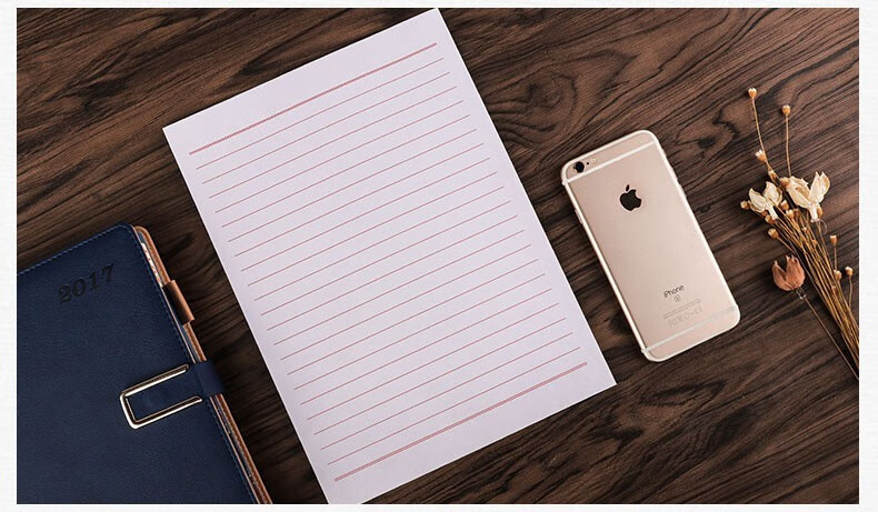 思想汇报稿纸精品加厚单线红色便签本学生稿纸信笺纸a4红色单线1本装