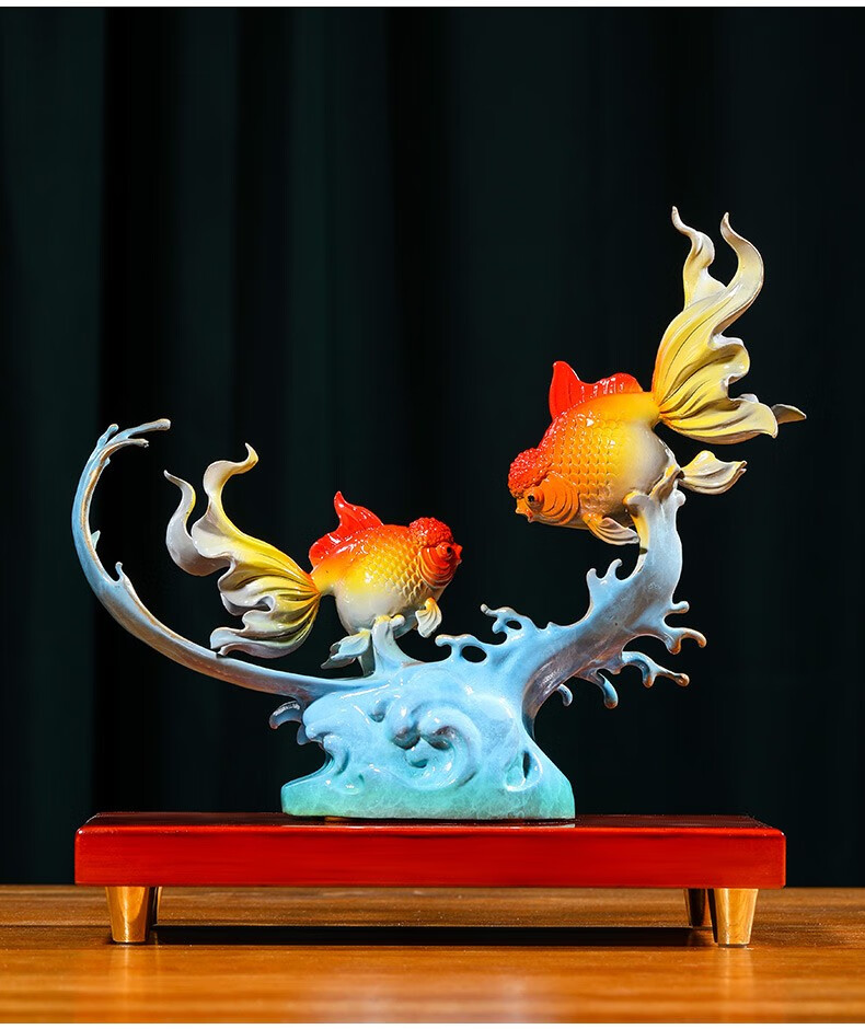 润金阁金玉满堂双鱼乔迁新居礼品老板办公室桌面招财摆设家居客厅酒柜