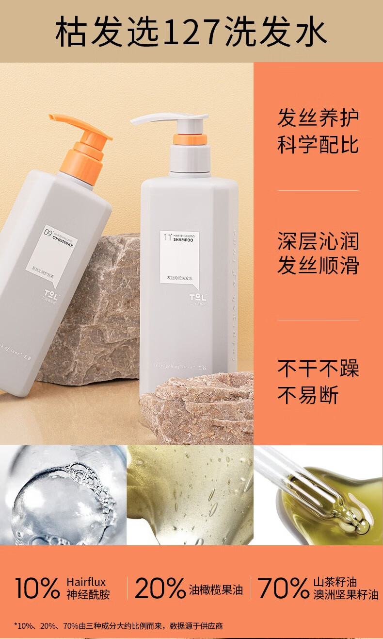 三谷进化论神经酰胺洗发水护发420ml套装清爽控油去屑止痒蓬松柔顺