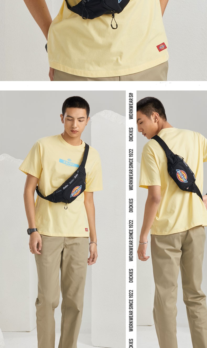 dickies腰包2022新款男女百搭休闲单肩斜挎包简约双拉链设计dk010605