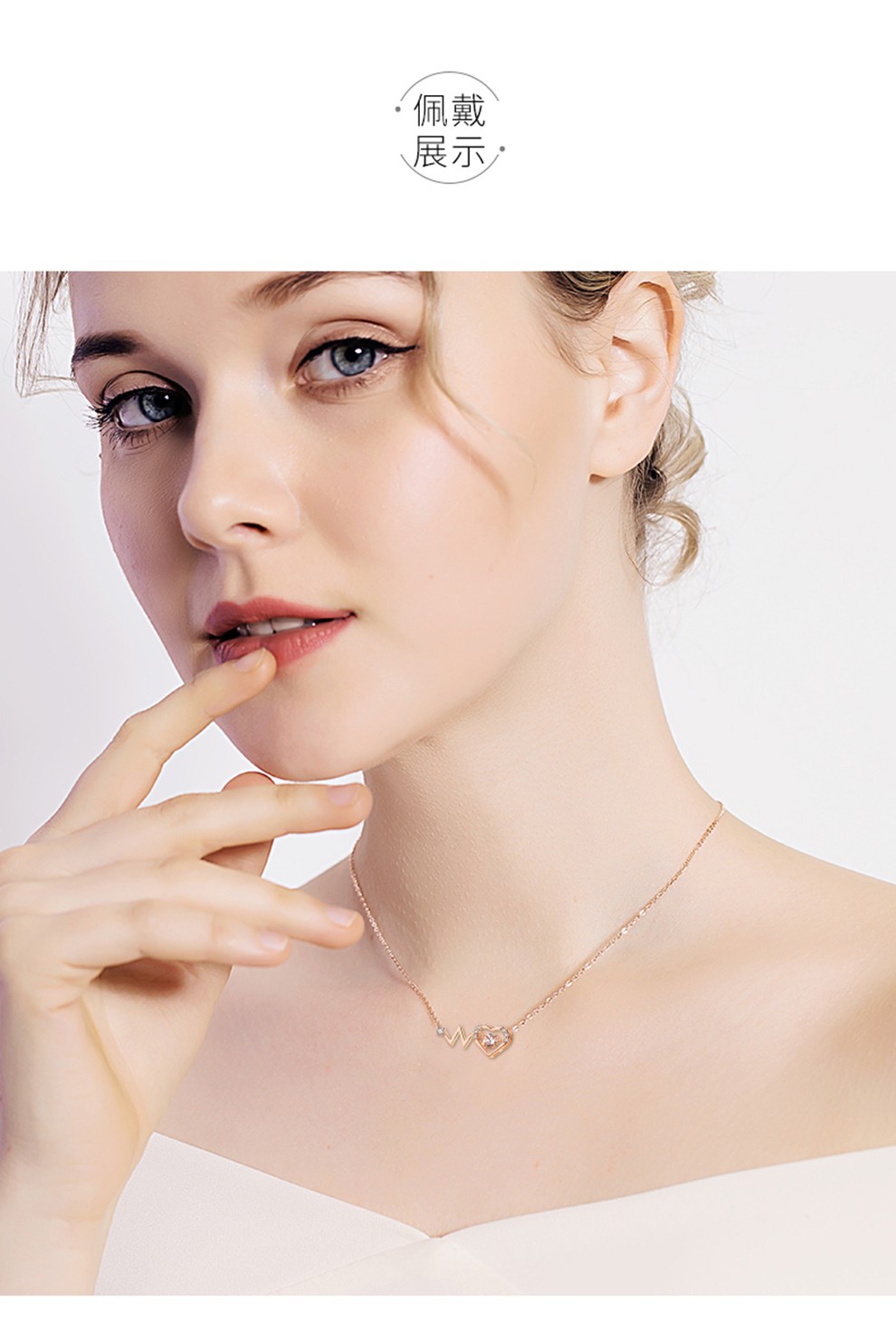 ck施华洛世奇锆18k玫瑰金项链女士k金饰品彩金锁骨链时尚珠宝首饰送