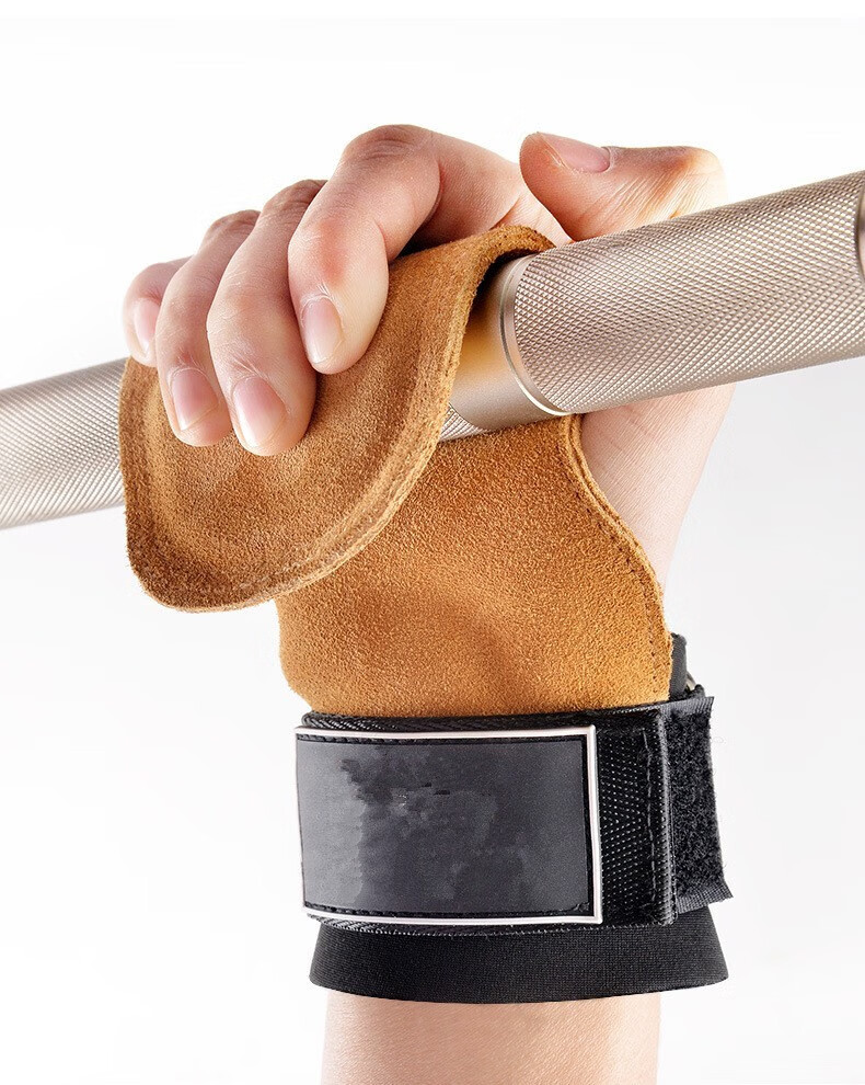 向上手腕握力带护腕女卧推拉背辅助单杠牛皮助力带牛皮款黑色助力带