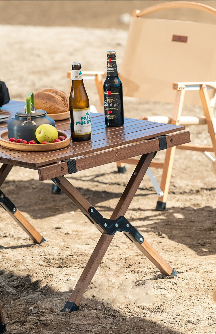 奕居户外桌子便携式折叠蛋卷桌野餐露营装备野营实木自驾游野外车载桌