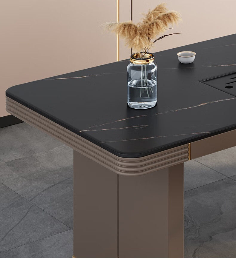 御腾轻奢岩板大茶桌简茶桌椅组合办公室茶具套装一体现代功夫茶台18m