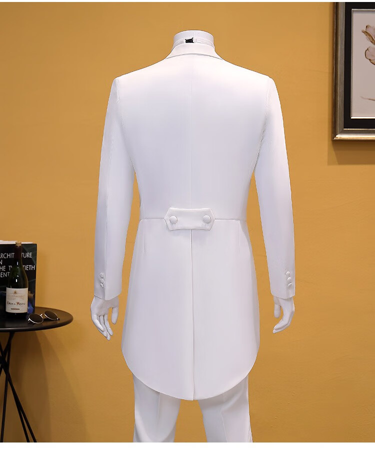 sirouaogo品牌燕尾服套装男士礼服伴郎装男主持人司仪服装演出服黑