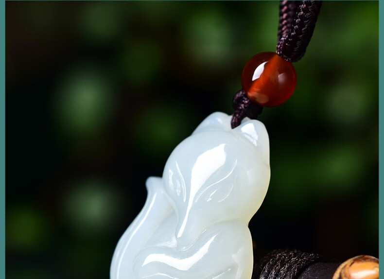 宛玉魂和田玉狐狸吊坠白玉萌狐玉坠男女款玉石项链 大版【图片 价格