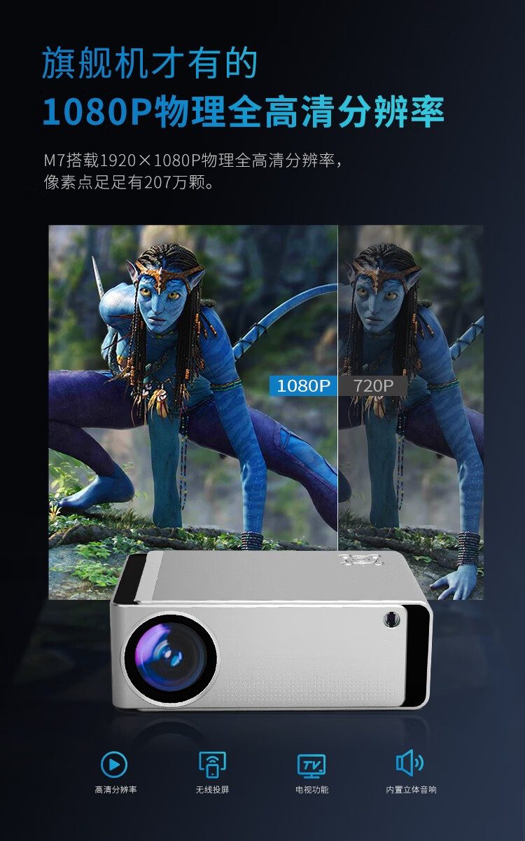 超清同屏版瑞视达m7手机投影仪家用办公高清智能投影机墙上激光电视