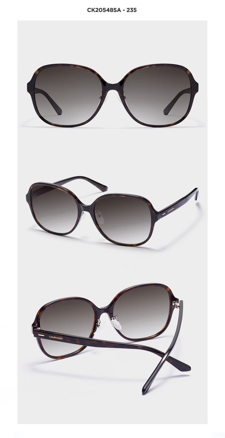 太阳镜calvinklein椭圆形女款素颜显脸小潮镜墨镜ck20548sa001