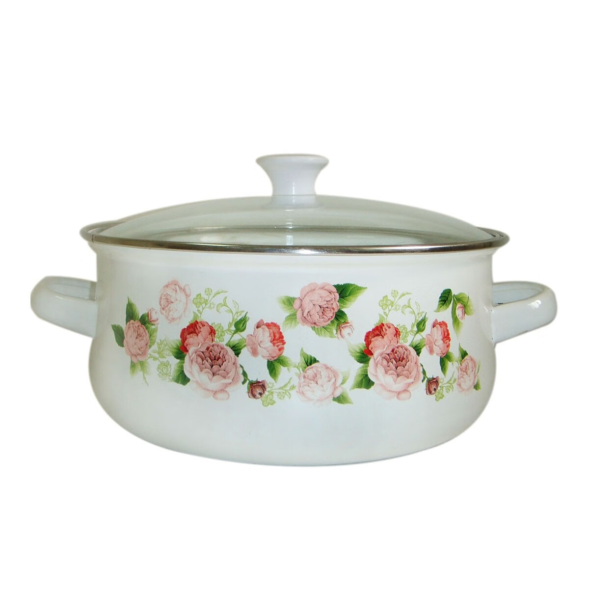 允冠 汤锅加厚搪瓷汤奶锅珐琅瓷泡面双耳烧锅煤气电磁炉通用锅 22口径