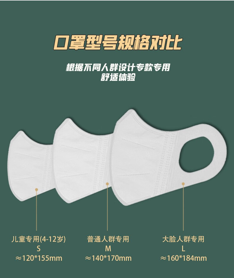 弓立skypro学生口罩3d立体口罩成人儿童口罩三层防护30片盒l码3d立体