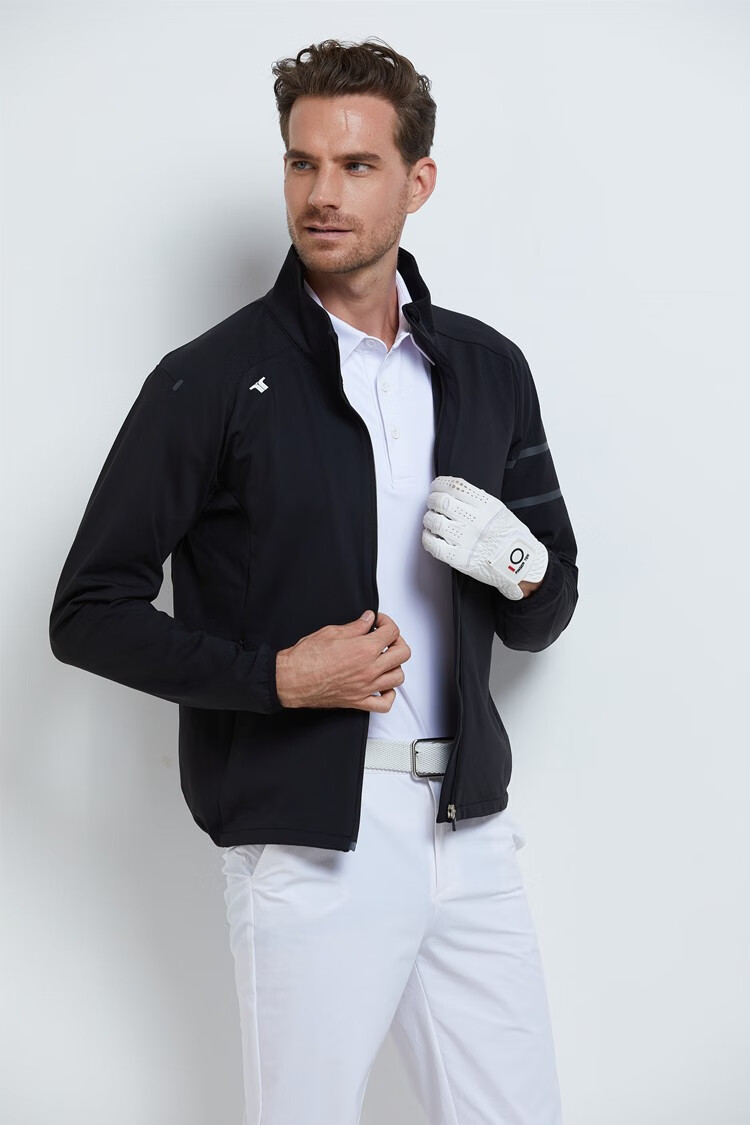 纪治迪哲品牌轻奢高尔夫服装男装秋冬新款磨绒加绒保暖golf球衣短款