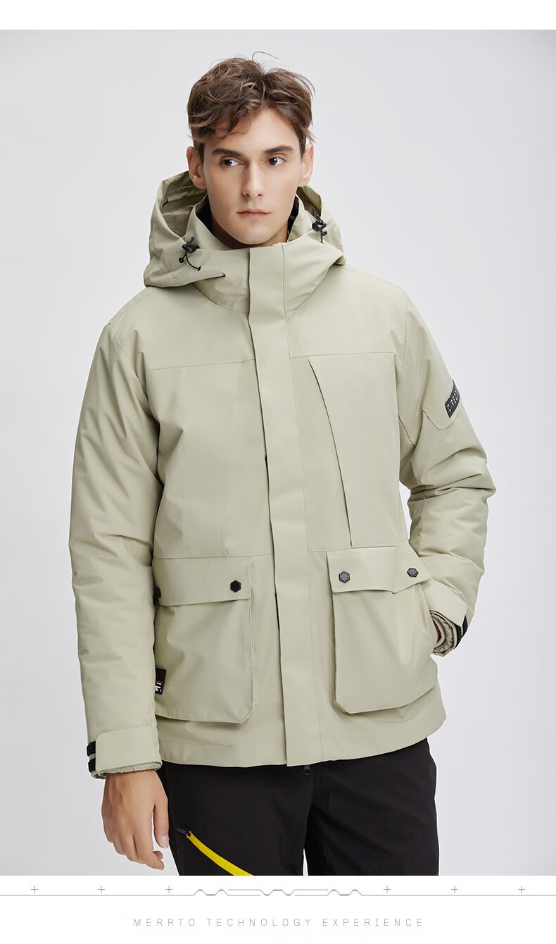 迈途冲锋衣男三合一棉内胆户外防风保暖耐磨防水外套登山服军绿男m