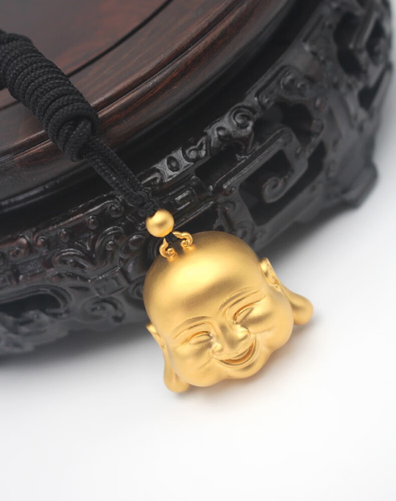 黄金吊坠实心 999足金佛头吊坠按克 传承古法笑口常开弥勒佛菩萨项链