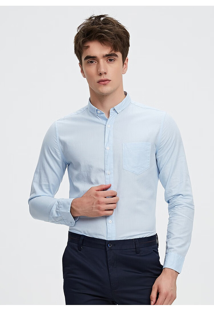 ellehomme纯色男衬衫牛津蓝牛津蓝39