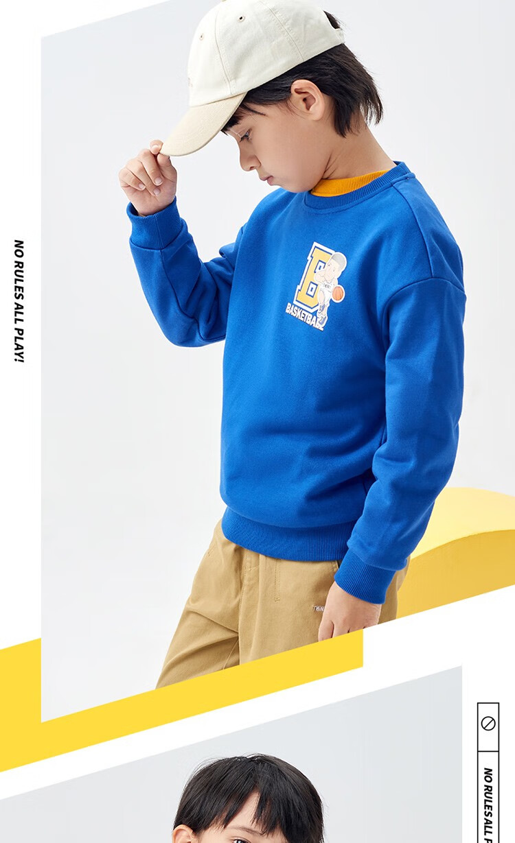 361度童装男童套头卫衣2021年秋季新款中大童儿童卫衣电光橘160