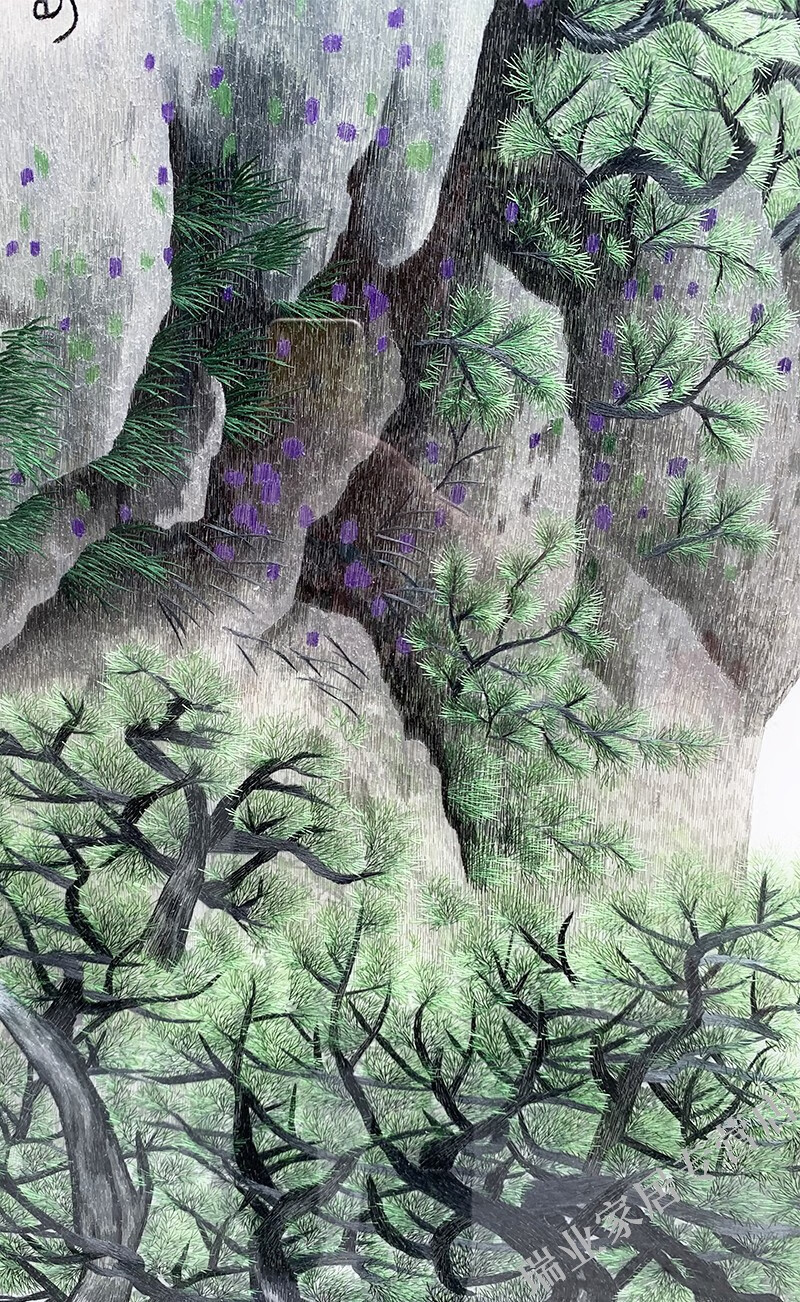 汉宫苏绣山水画纯手工刺绣成品装饰画精品新中式风景客厅玄关过道走廊